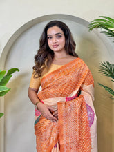 Tissue Silk Multi-layered Bandhani Prints Katha & Pita Work Saree